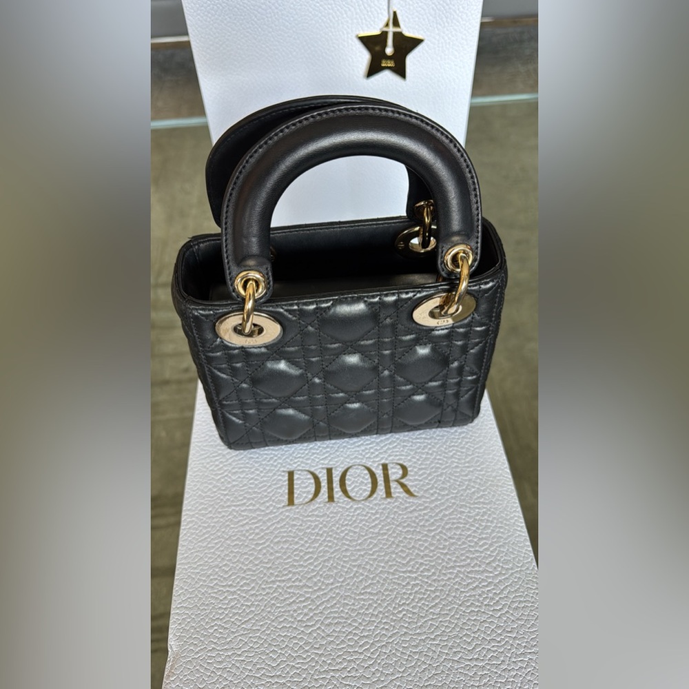 Dior Black Mini Lady Bag with Quilted Leather